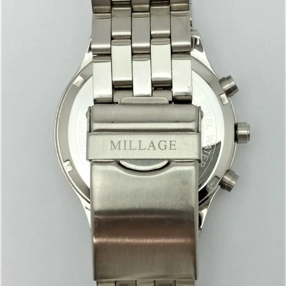 Millage Classic 4388 Date Chronograph Stainless Steel Japan Movement - Nice!